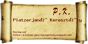 Platzerjanó Keresztély névjegykártya